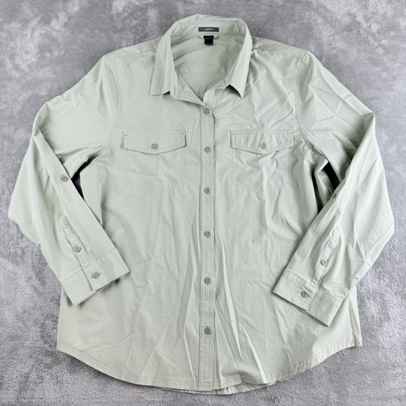 Eddie Bauer Tops - Eddie‎ Bauer Shirt Womens XL Mint Green Stretchy Long Sleeve Outdoor Hiking